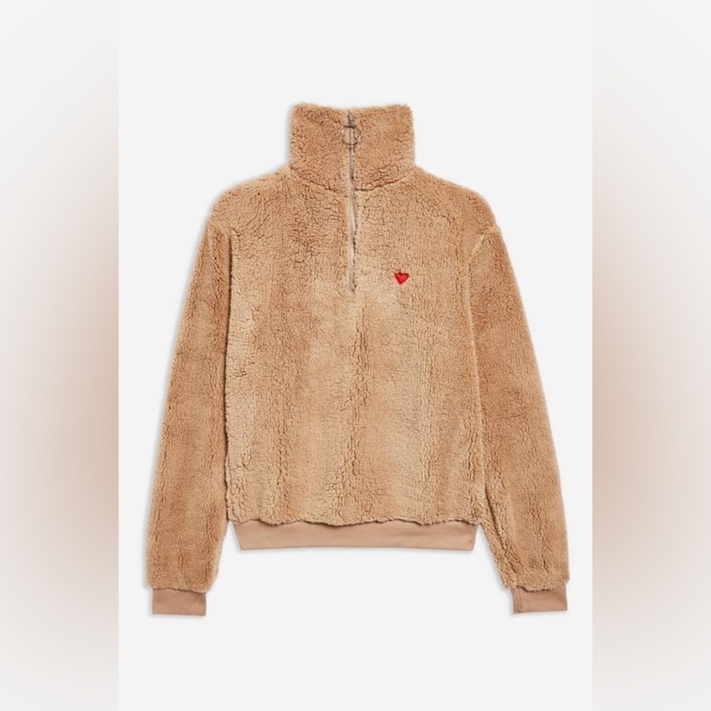 Topshop Teddy Embroidered Heart Pullover